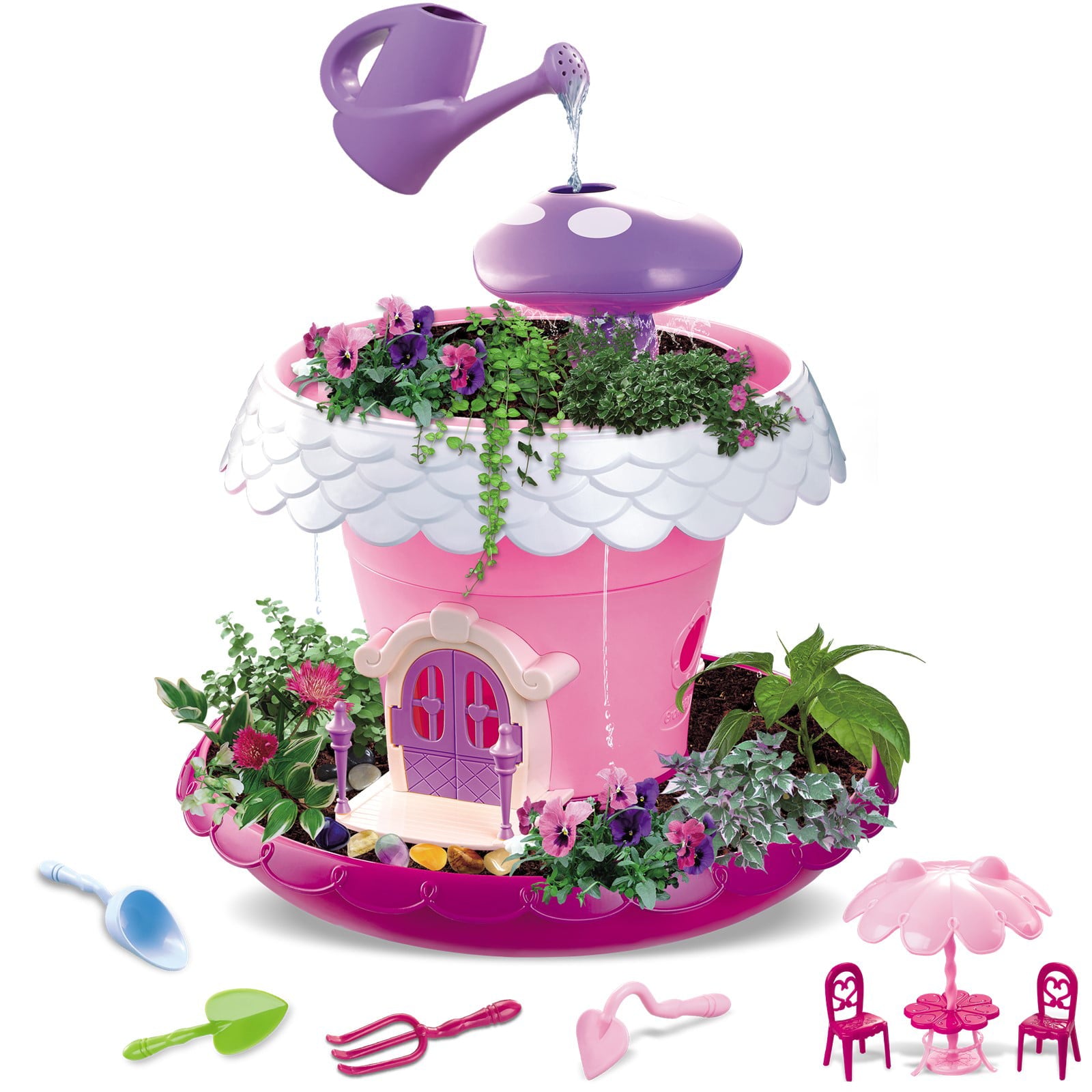 Vokodo Kids Magical Garden Growing Kit Includes Everything You Need Tools Seeds Soil Flower Plant Tree House Interactive Play Fairy Toys Inspires Horticulture Learning Great Gift For Children Pink