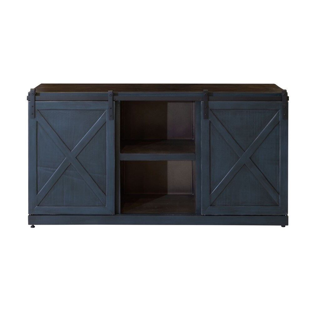 Picket House Furnishings Ballo Loft Console in Blue  10 with Brown Top