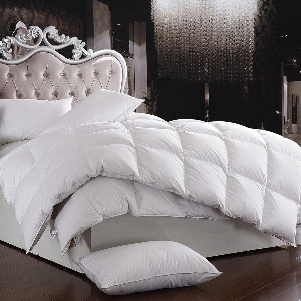 220x260cm/86''x102'' Cotton Bedding Soft White Duvet 85% Duck Feather Quilt