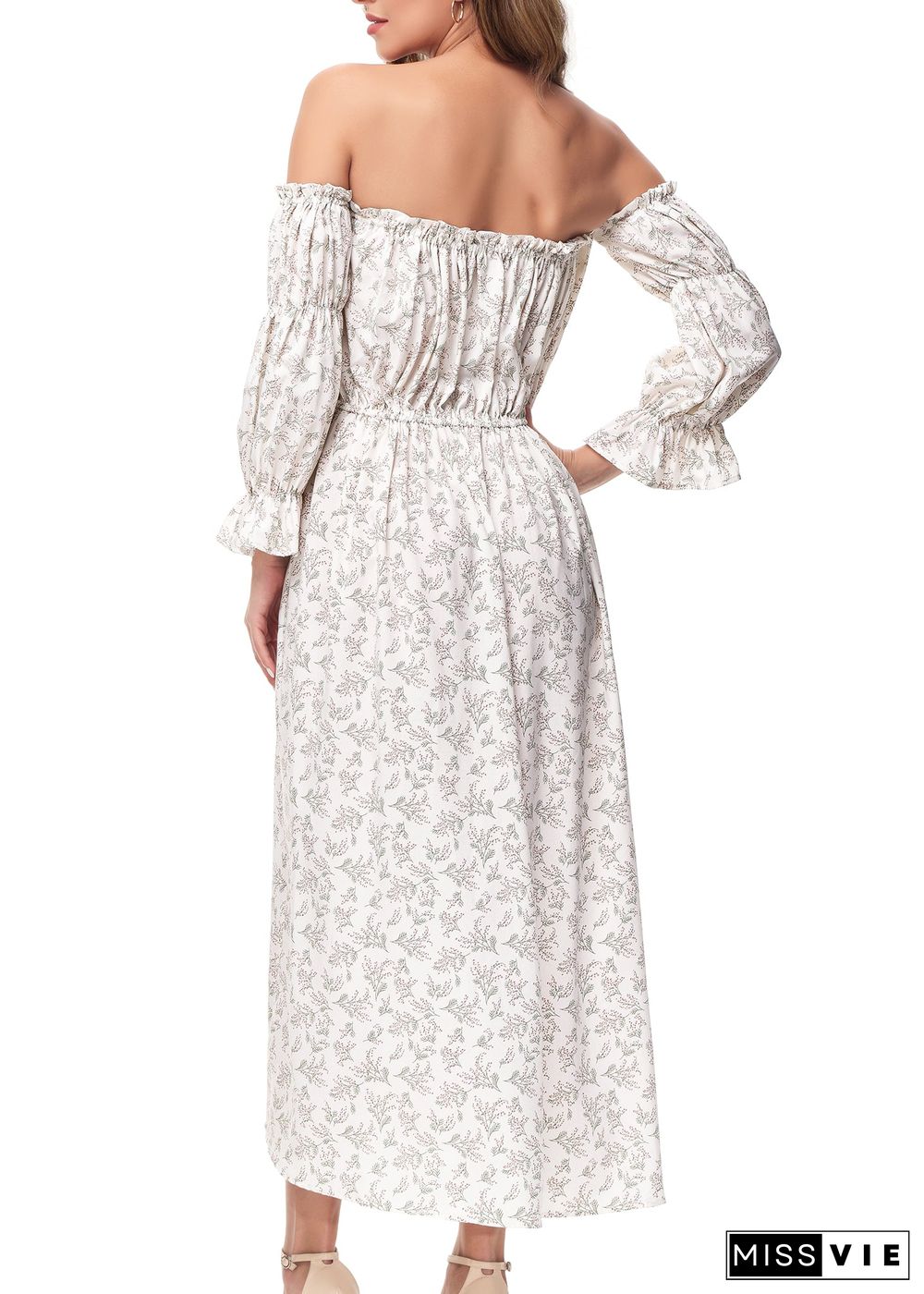 Casual Boho Long Sleeve Off Shoulder Renaissance Dress