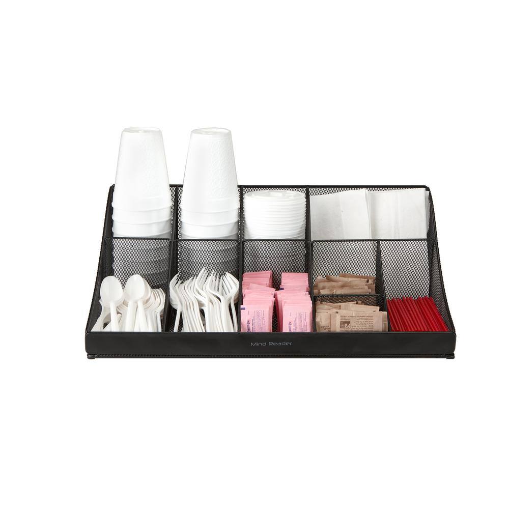 Mind Reader 64-Cup 11-Compartment Black Mesh Coffee Condiment Organizer COMORGMESH-BLK