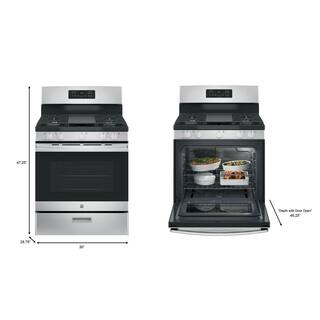 GE 30 in. 5.0 cu. ft. Freestanding Gas Range in Stainless Steel with Griddle JGBS66REKSS