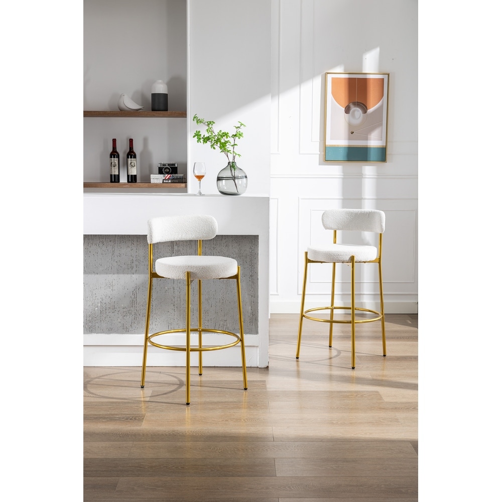 Modern Armless Pub Bar Stools with Back and Footrest Set of 2