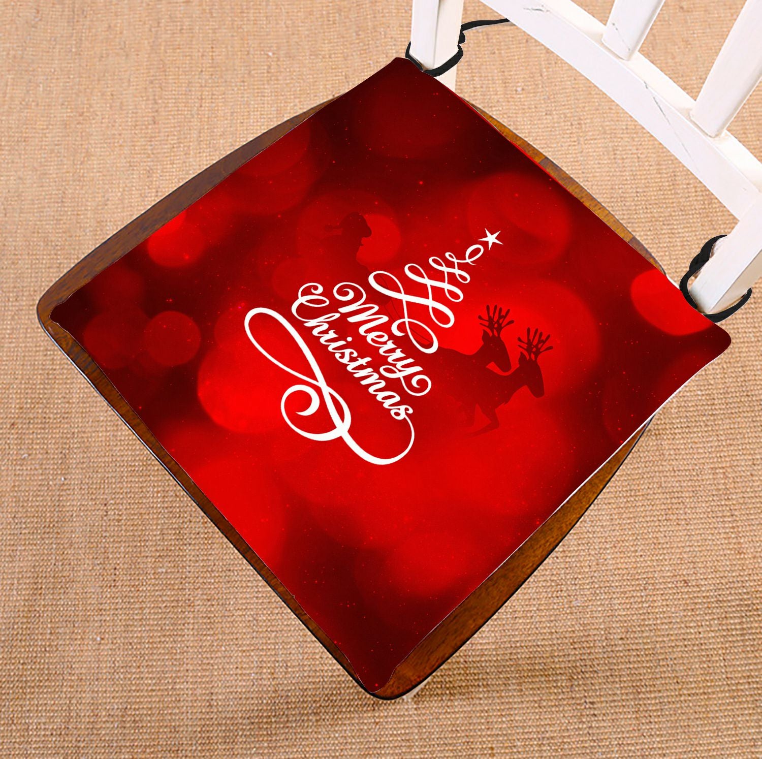 ZKGK Merry Christmas Tree Seat Pad Seat Cushion Chair Cushion Floor Cushion Two Sides 18x18 Inches