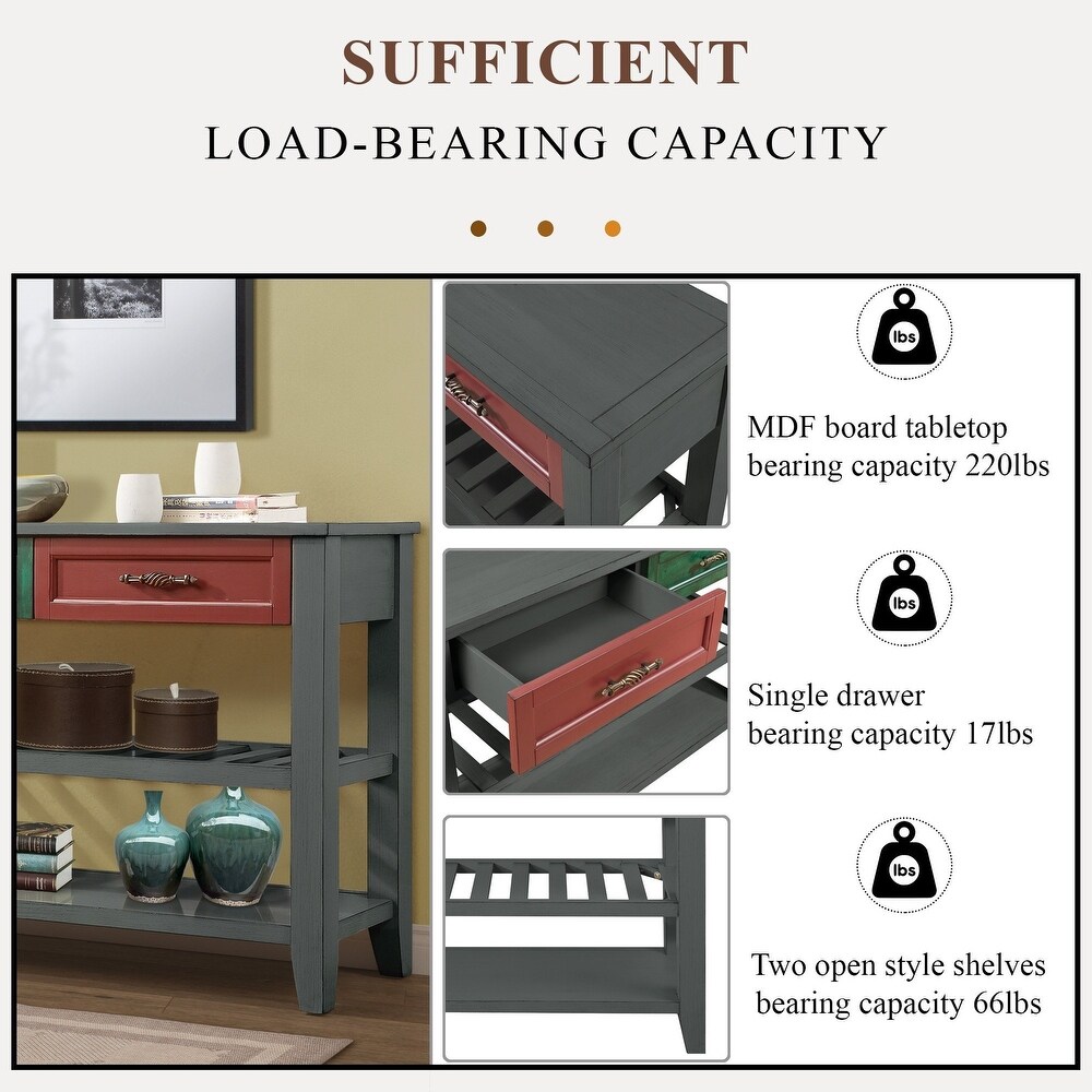 3 Tier Console Table for Entryway  Pine Entryway Table  Antique Gray