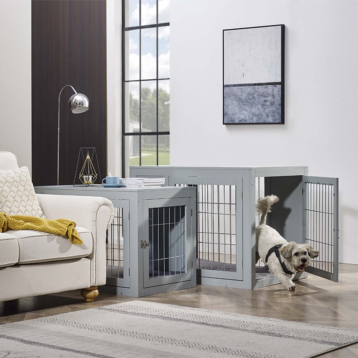 Unipaws Wooden Wire Furniture Style Dog Crate