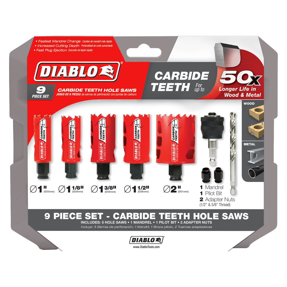 Diablo Tools 9pc Carbide General Purpose Hole Saw Set