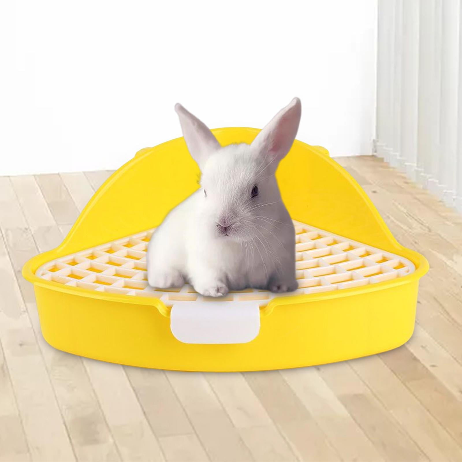 Triangle Rabbit Litter Box Pet Pan Toilet for Bunny Rabbit Cage Accessories Yellow