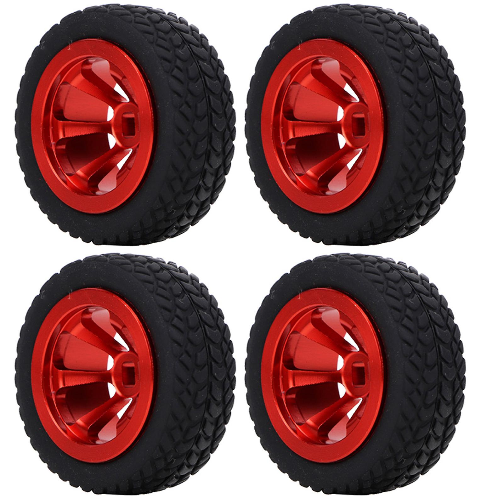 4pcs Rc Car Model Accessories Fit For Wltoys 1/28 K989-53 Rc Aluminum Tires(red)