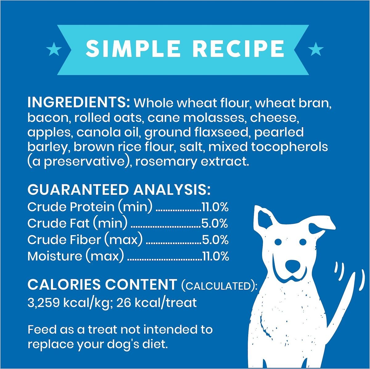 Cloud Star Wag More Bark Less Oats and Grains Biscuits with Bacon， Cheese and Apples Dog Treats