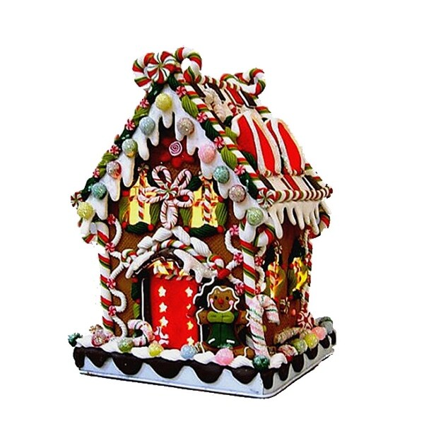 Kurt Adler 8 5/8Inch Claydough and Metal Candy House with C7 UL Lighted Decorations