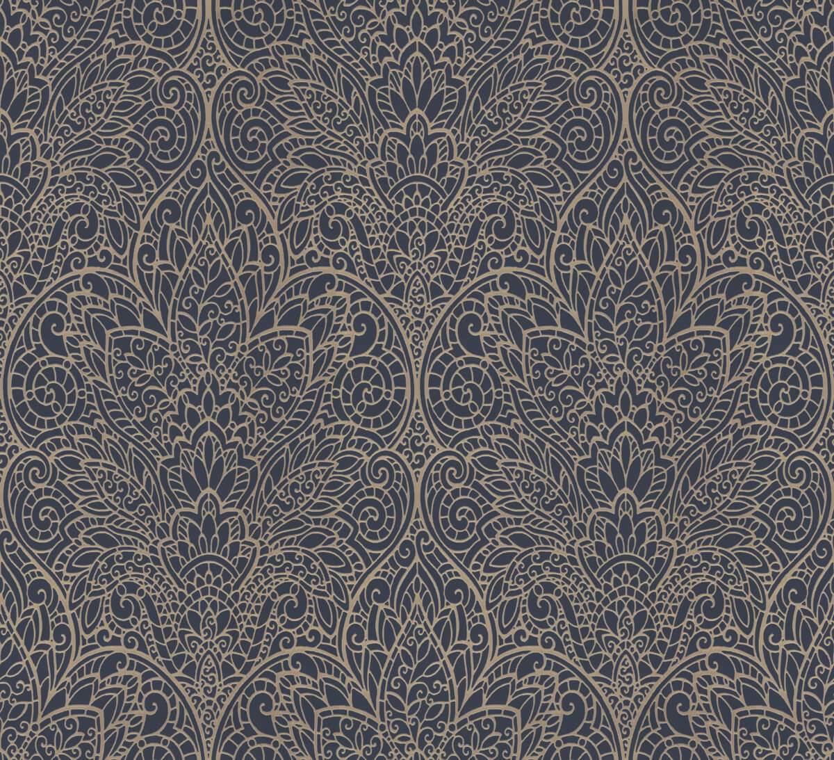 Sample Paradise Navy/Gold Wallpaper