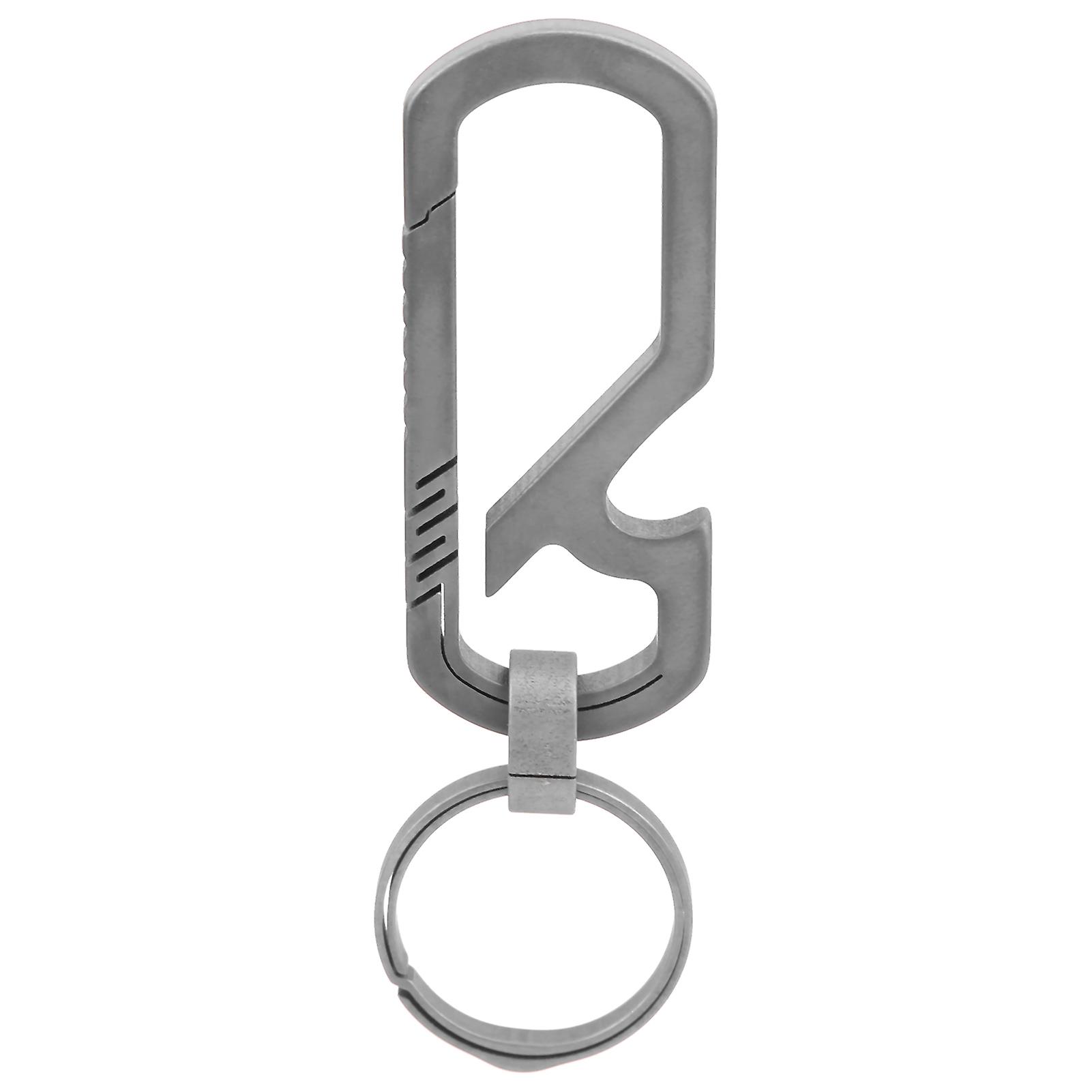 Outdoor Multifunctional Titanium Alloy Keychains Clip Bottle Opener Keyring Holdergray