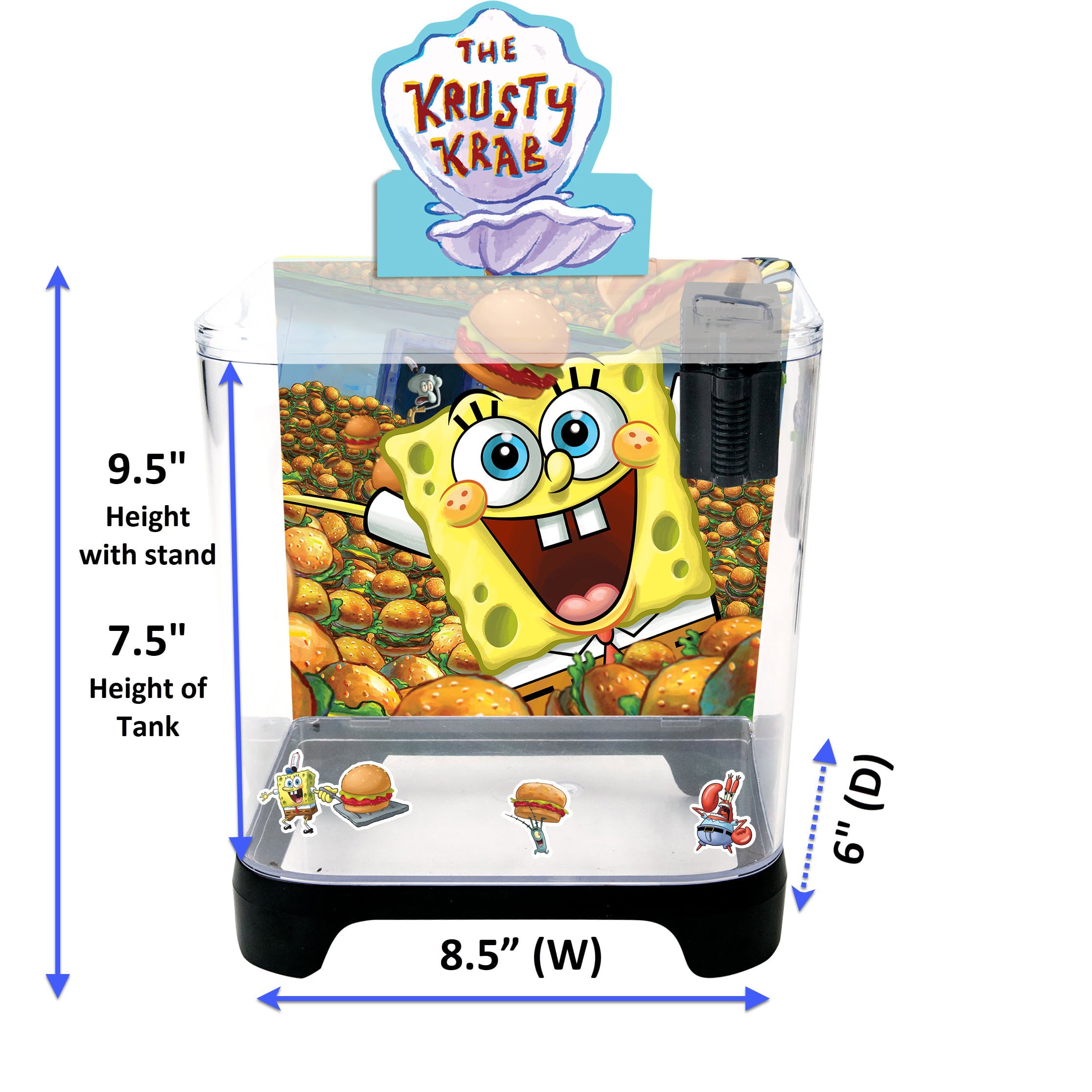 Penn-Plax SpongeBob SquarePants Plastic Aquarium Starter Kit with 1.5 Gallon Fish Tank