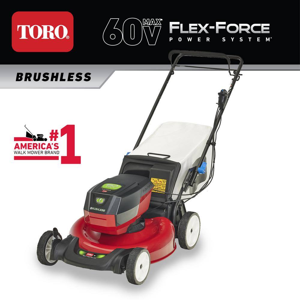 Toro 21 in. Recycler SmartStow 60-Volt Lithium-Ion Brushless Cordless Battery Walk Behind Mower RWD 5.0 Ah w BatteryCharger 21357