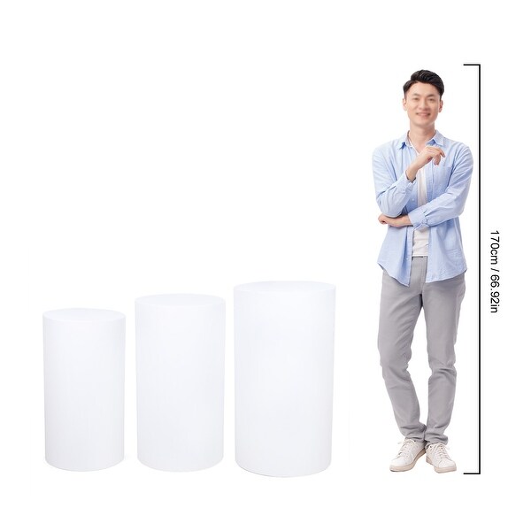 3PCS Cylindrical Cake Display Pillar Round Pedestal Display - 12.99*23.62''