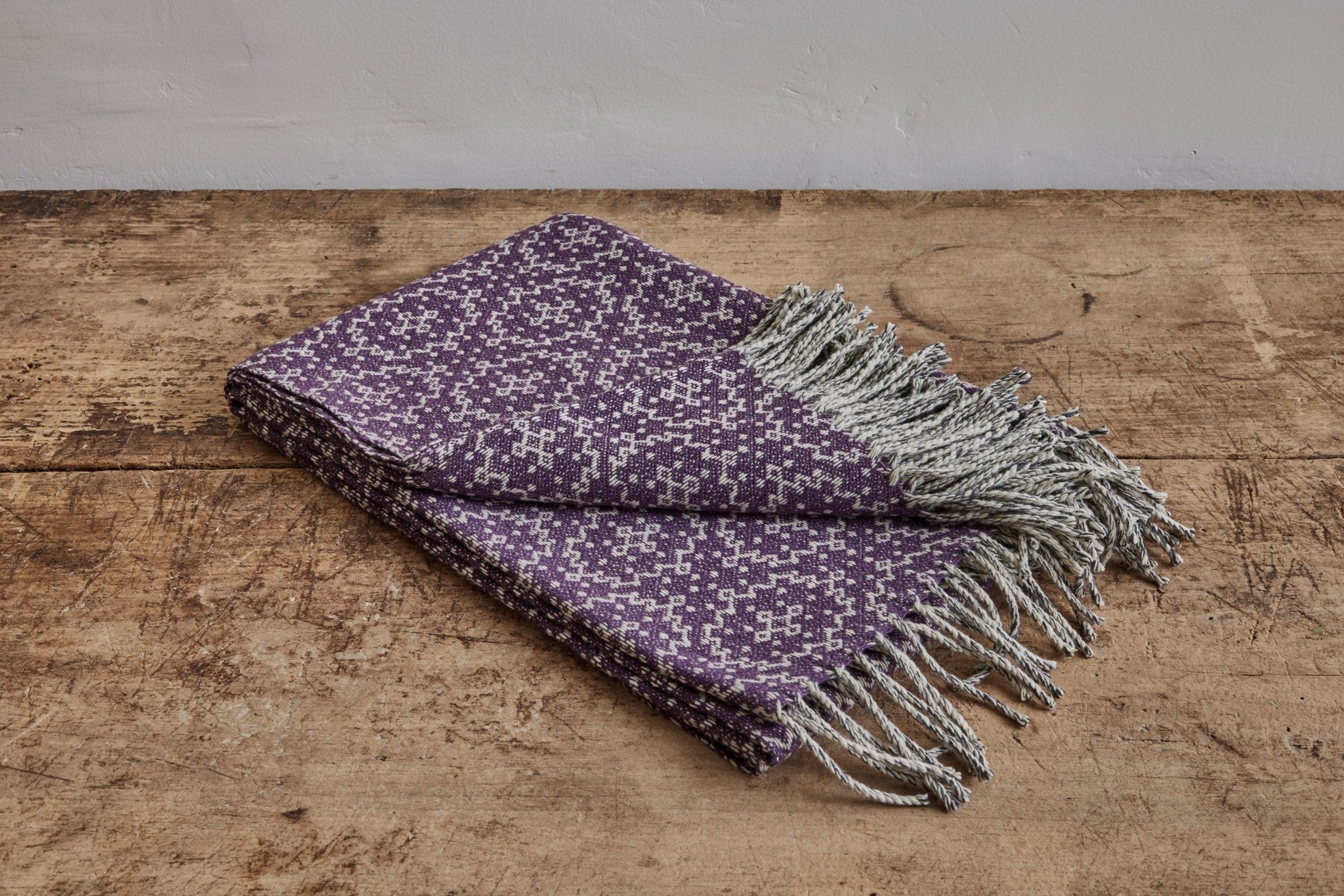 Wool Purple Jigsaw Throw Blanket