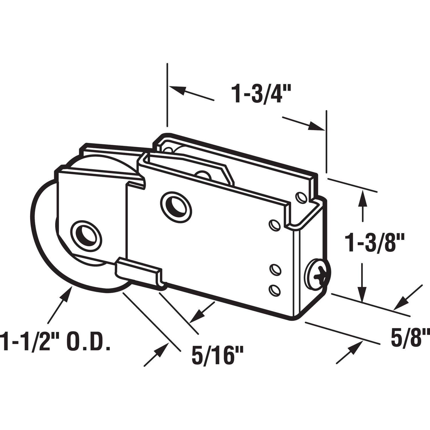 Prime-Line 1-1/2 in. D X 5/16 in. L Mill Plastic/Steel Mirror Door Bottom Roller 1 pk