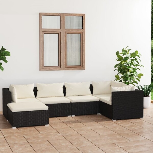 vidaXL Patio Lounge Set Outdoor Sectional Sofa Set Table Garden Poly Rattan