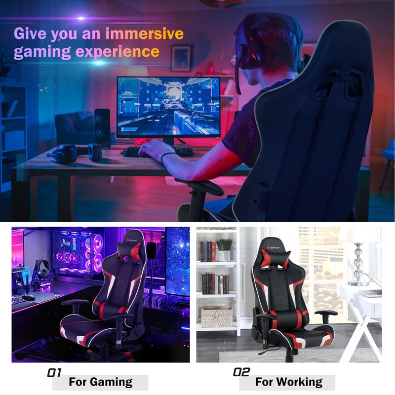 Ergonomic Swivel Massage Gaming Chair Recliner, E-Sport Gamer Racing Chair, Computer Office Chair with Headrest & Lumbar Support