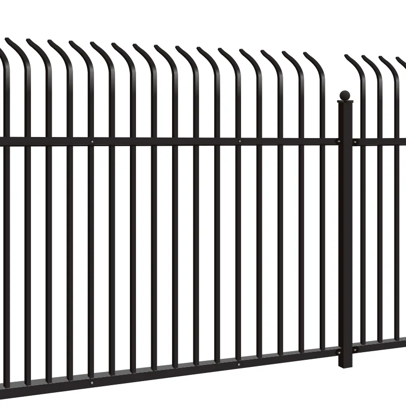 Factory supply bent top metal steel fence panel ornamental fence