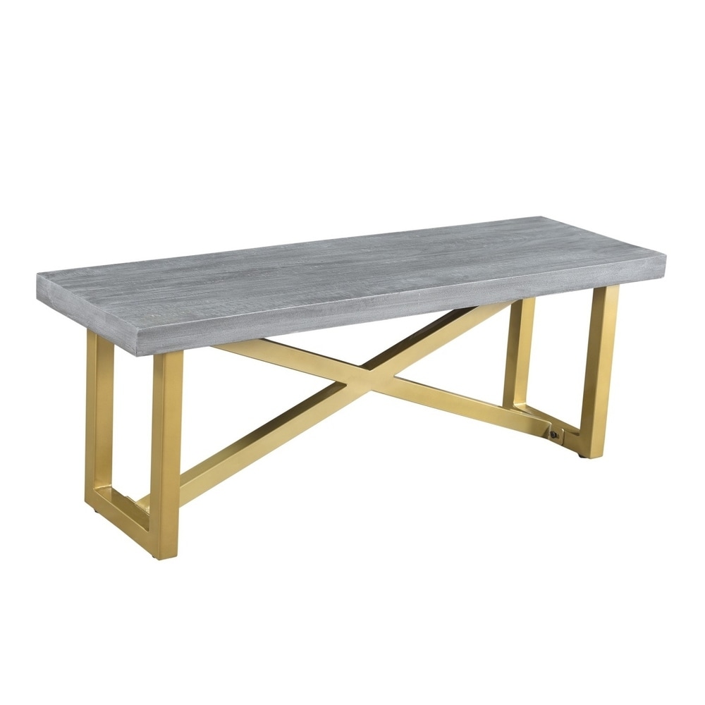 Raven Mango Wood Dining Bench with Gold legs