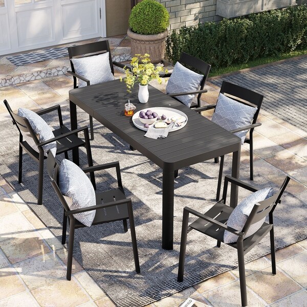 Pellebant Outdoor Dining Table Aluminum Extendable Table