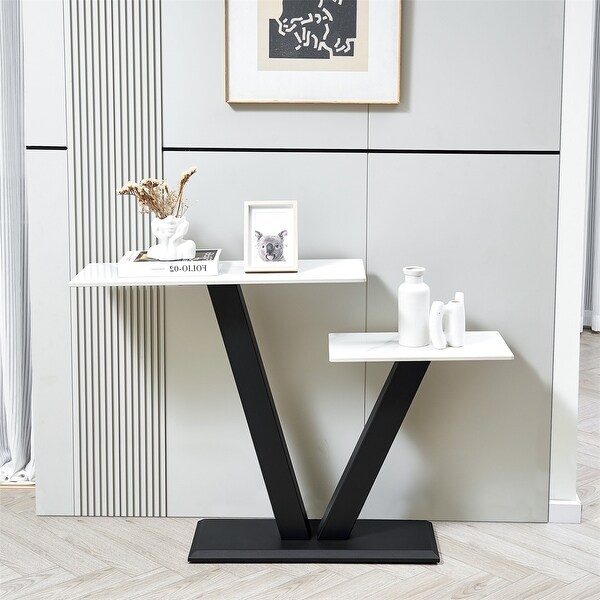 Console Table，Exquisite Shape Design w/ Adjustable Foot Pads