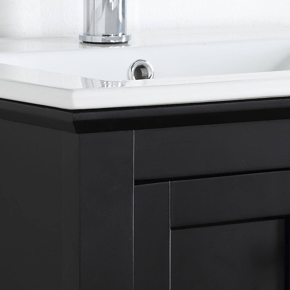 Fresca Bradford 24 in. W Traditional Bathroom Vanity in Black with Ceramic Vanity Top in White with White Basin FVNHD0104BL-CMB