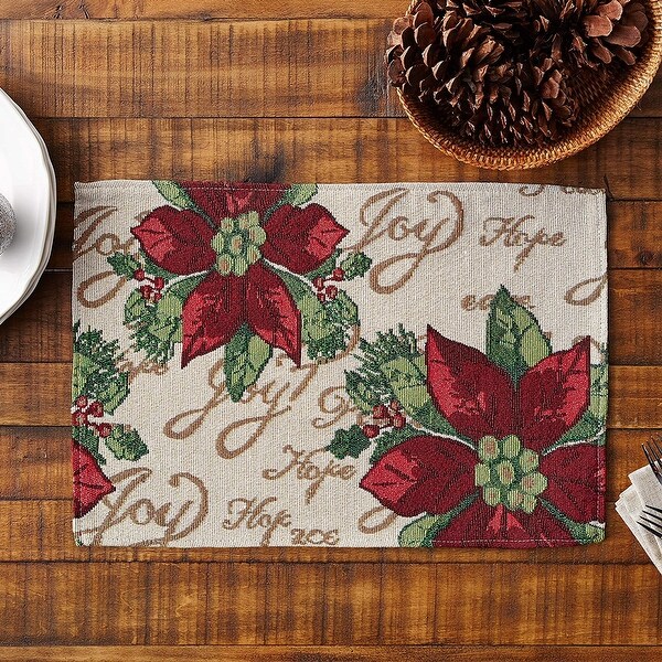 Violet Linen Seasonal Xmas Christmas Holiday Tapestry Pattern，13 X 19 Rectangler，Set of 4，Decorative Place Mats