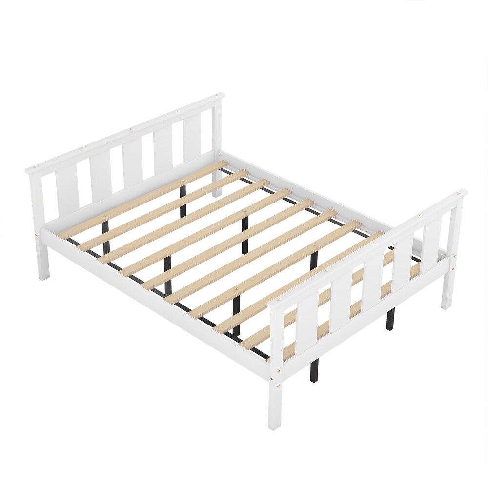 Wood Platform Bed Queen Size Bed Frame with Headboard