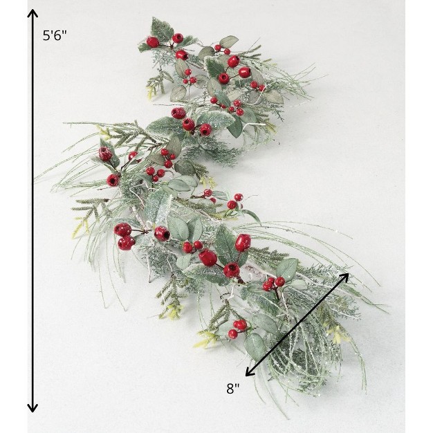 Artificial Iced Pine And Berry Garland Set Of 2 Green