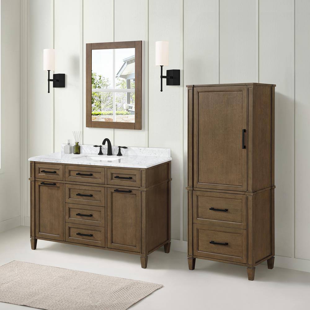 Home Decorators Collection Caville 24 in. W x 16 in. D x 60 in. H Brown Linen Cabinet in Almond Latte Caville LC-AL