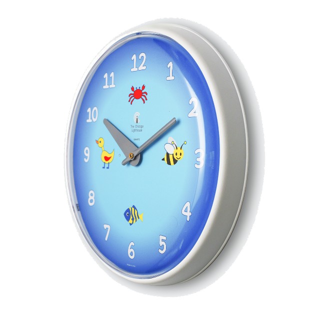 X 1 5 quot Blue Planet Children x27 s Wall Clock Decorative Wall Clock White Frame By Chicago Lighthouse