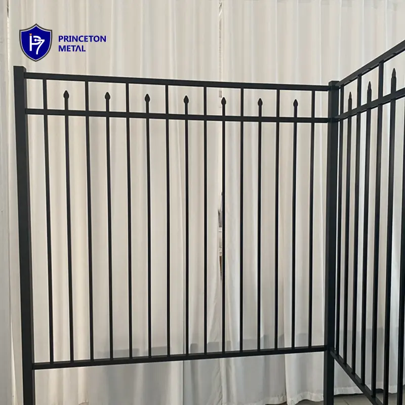 Metal outdoor no rust commercial picket tubular fencing 4 Feet Flat Top Aluminum Black dog Privacy Pet Fence PUPPY FENCE