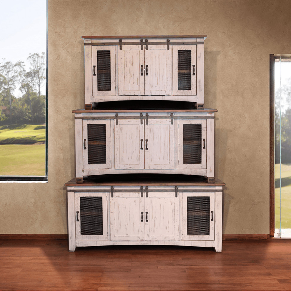 79 quotWhite Solid Wood Cabinet Enclosed Storage Distressed TV Stand   Entertainment Centers And Tv Stands   by HomeRoots  Houzz