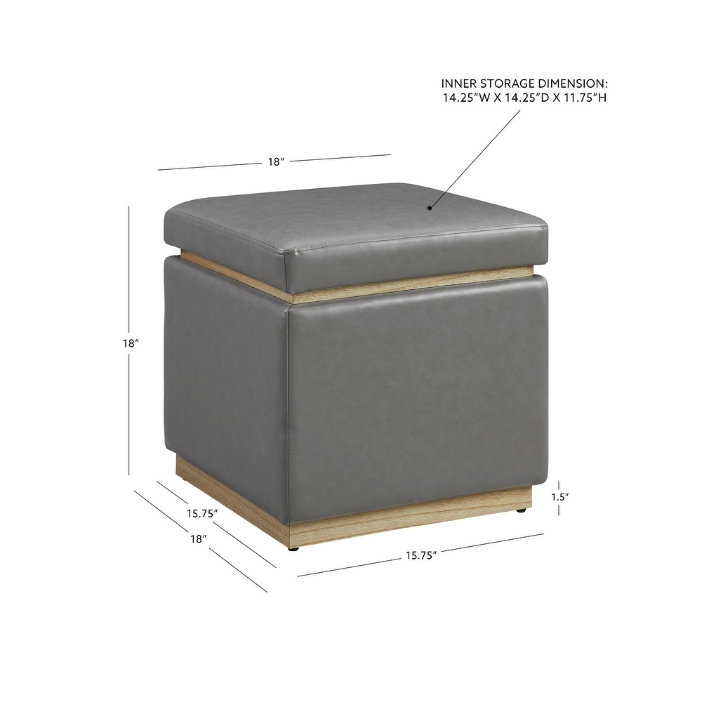 Rue Faux Leather Square Storage Ottoman