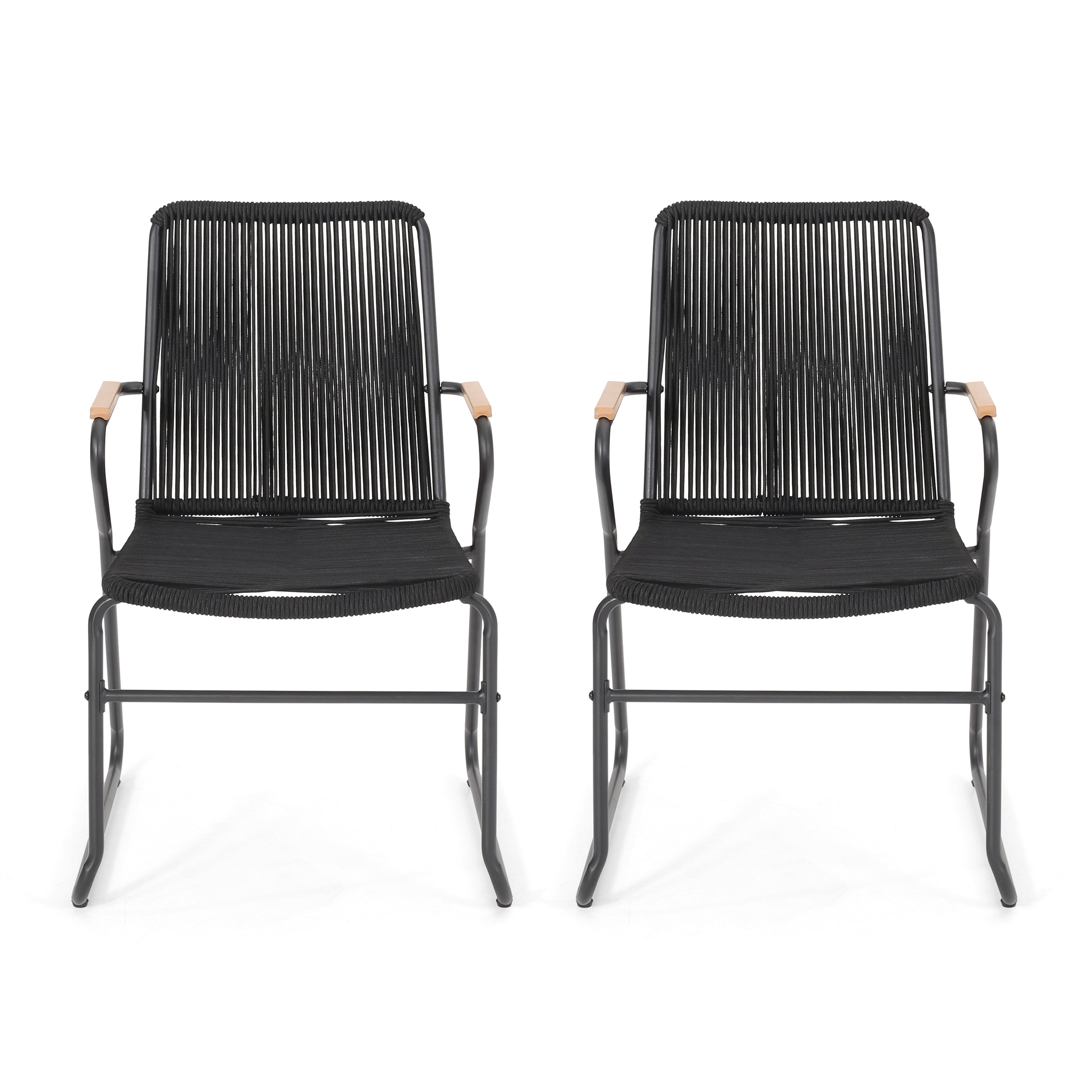 Laycee Modern Outdoor Rope Weave Club Chair (Set of 2)