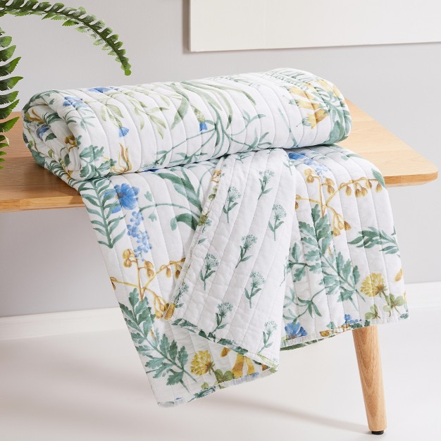 Apolonia Botanical Floral Quilted Throw Villa Lugano By Levtex Home