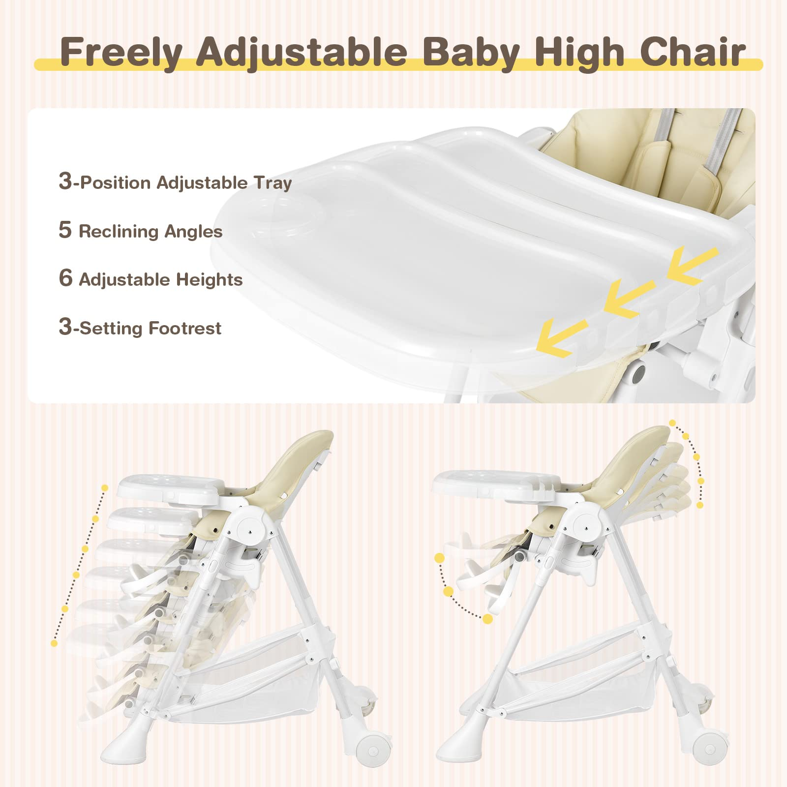 BABY JOY High Chair for Babies & Toddlers, Quick Folding Baby Highchair