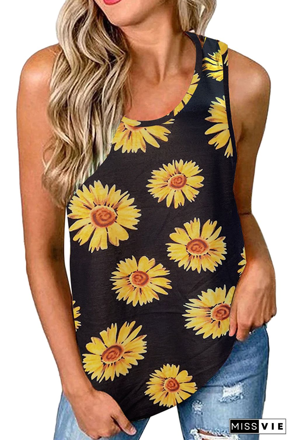 Sunflower Leopard Twisted Tank Top