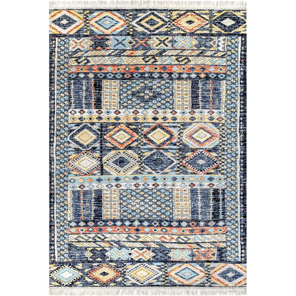 Brooklyn Rug Co Faded Bohemian Fringed Indoor/Outdoor Area Rug