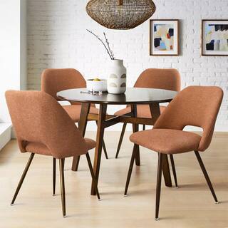 Elevens Upholstered Modern Cutout Back Dining Chair with Walnut Leg (Set of 4) EDWIN-CHAIR-WALNUTTERRA