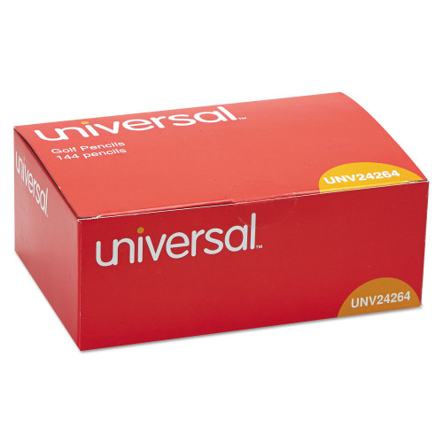 Universal Golf and Pew Pencil， HB (#2)， Black Lead， Yellow Barrel， 144/Box (24264)