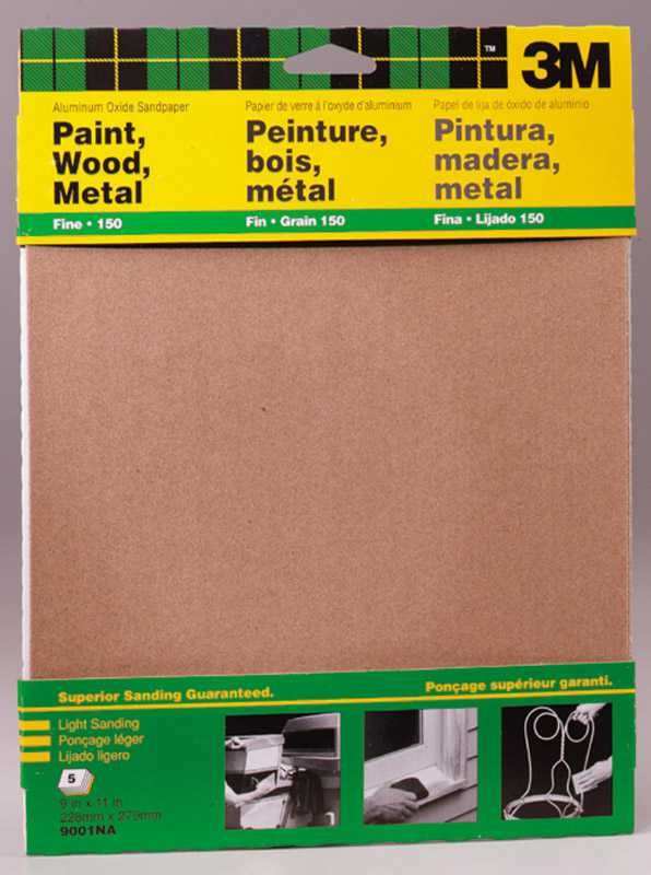 3M 11 in. L X 9 in. W 150 Grit Aluminum Oxide Sandpaper 5 pk