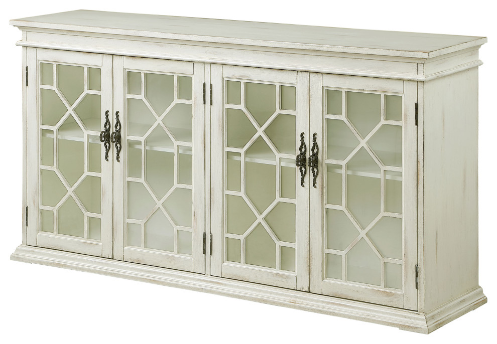 Kiara 4 door Accent Cabinet With Adjustable Shelves White   Modern   Accent Chests And Cabinets   by Modon  Houzz