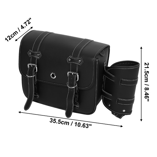 Unique Bargains Motorcycle Saddlebag Handlebar Bags Adjustable Buckles Black 1 Pair