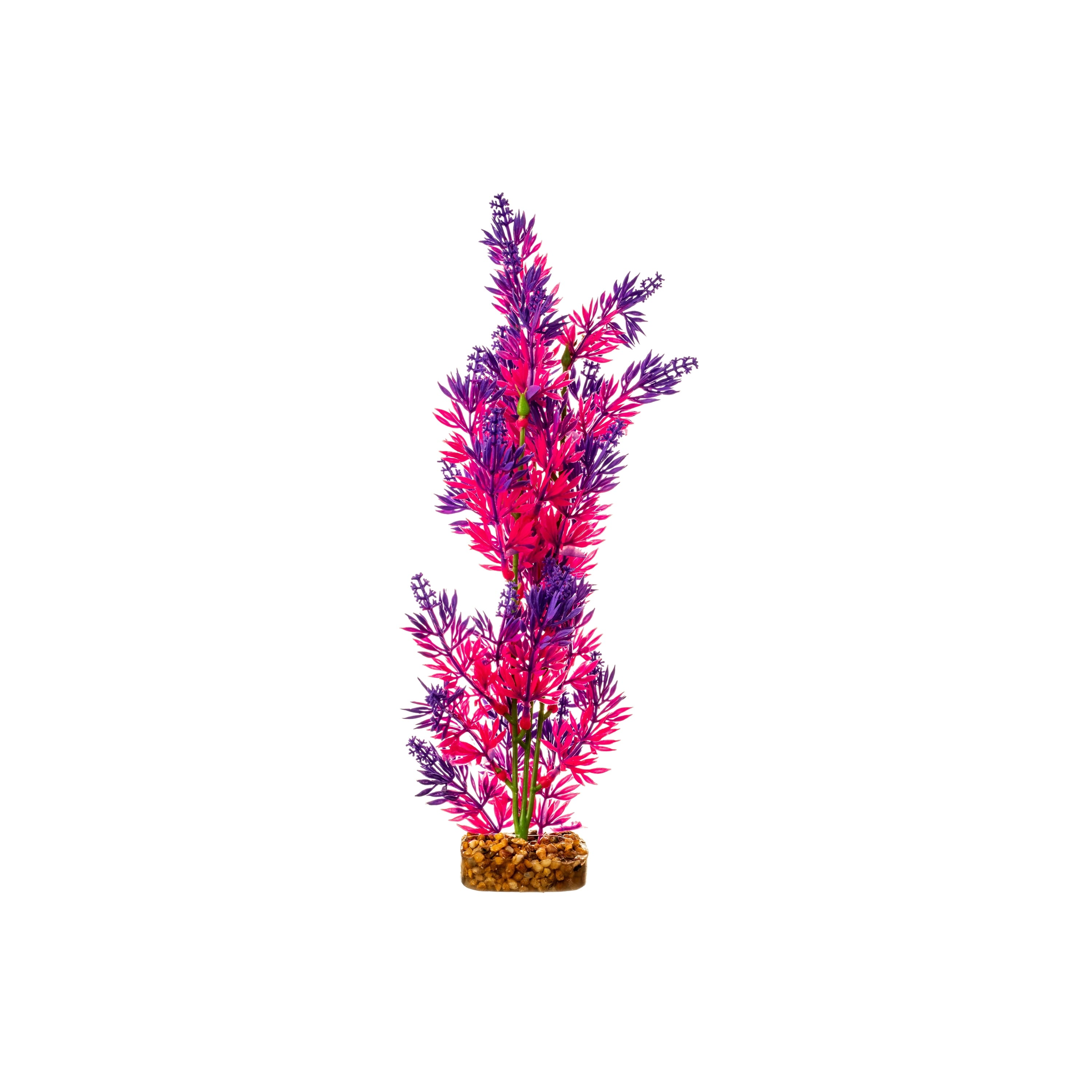 GloFish Plant Aquarium Décor， Purple and Pink Large， Fluorescent Under Blue LED Light