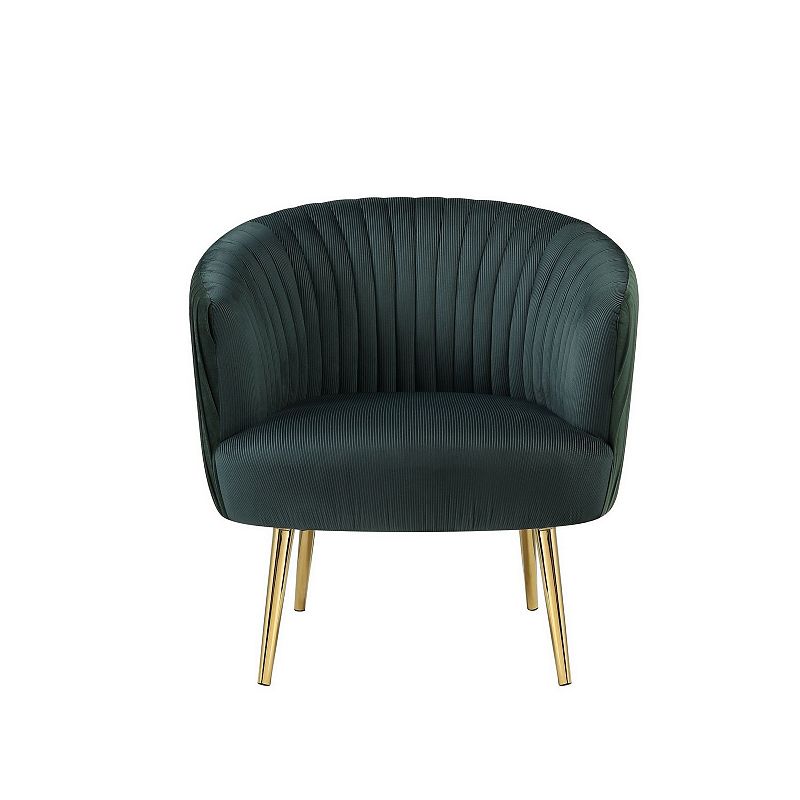 Accent Chair with Channel Stitching and Metal Legs， Green