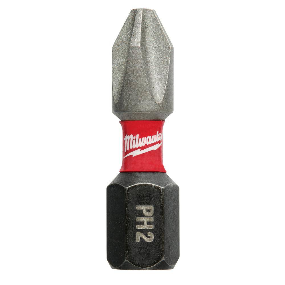 MW SHOCKWAVE Impact Duty 1 in. Phillips #2 Alloy Steel Insert Bit (2-Pack) 48-32-4412